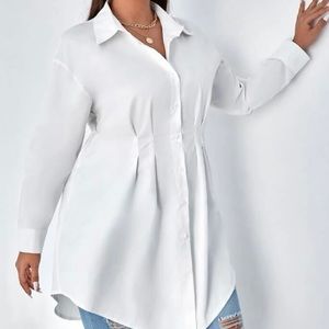 White button down tunic dress